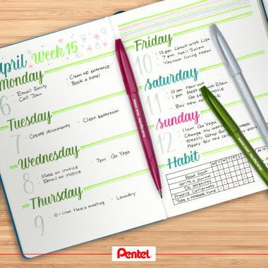 Pentel ecsettoll kalligrafikus hajlékony hegyű Brush Sign Pen - olívazöld